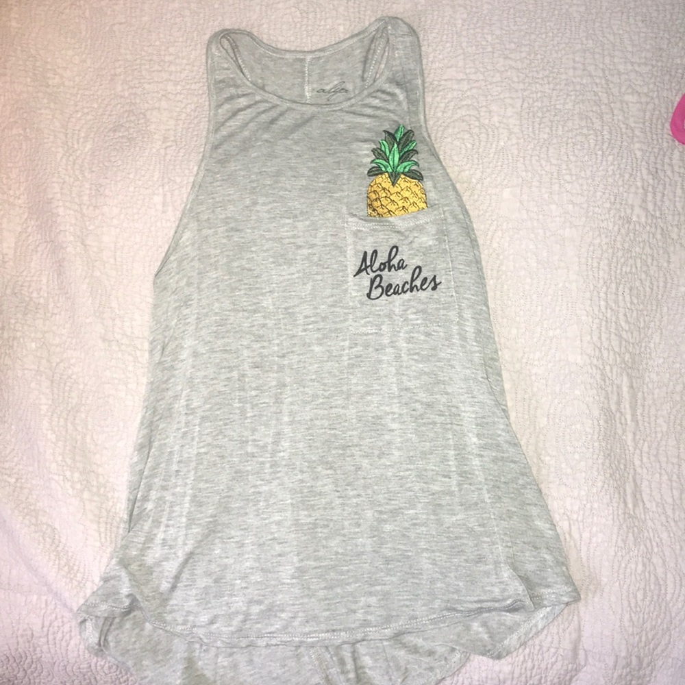 Graphic Tank w/ pineapple embroidery